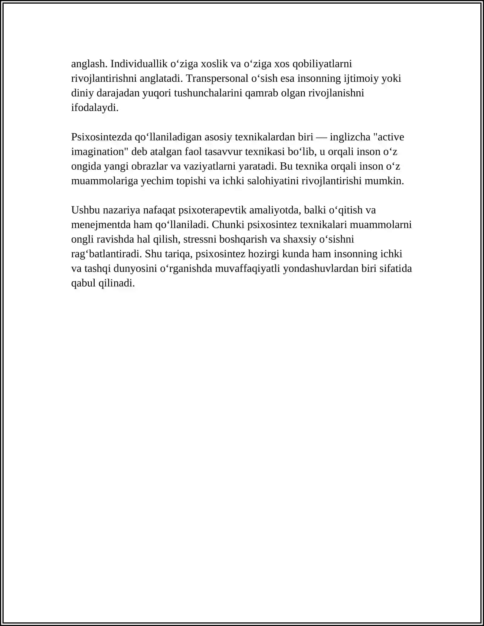ROBERTO ASSADJIOLI PSIXOSINTEZ SHAXS TUZILISHI 4