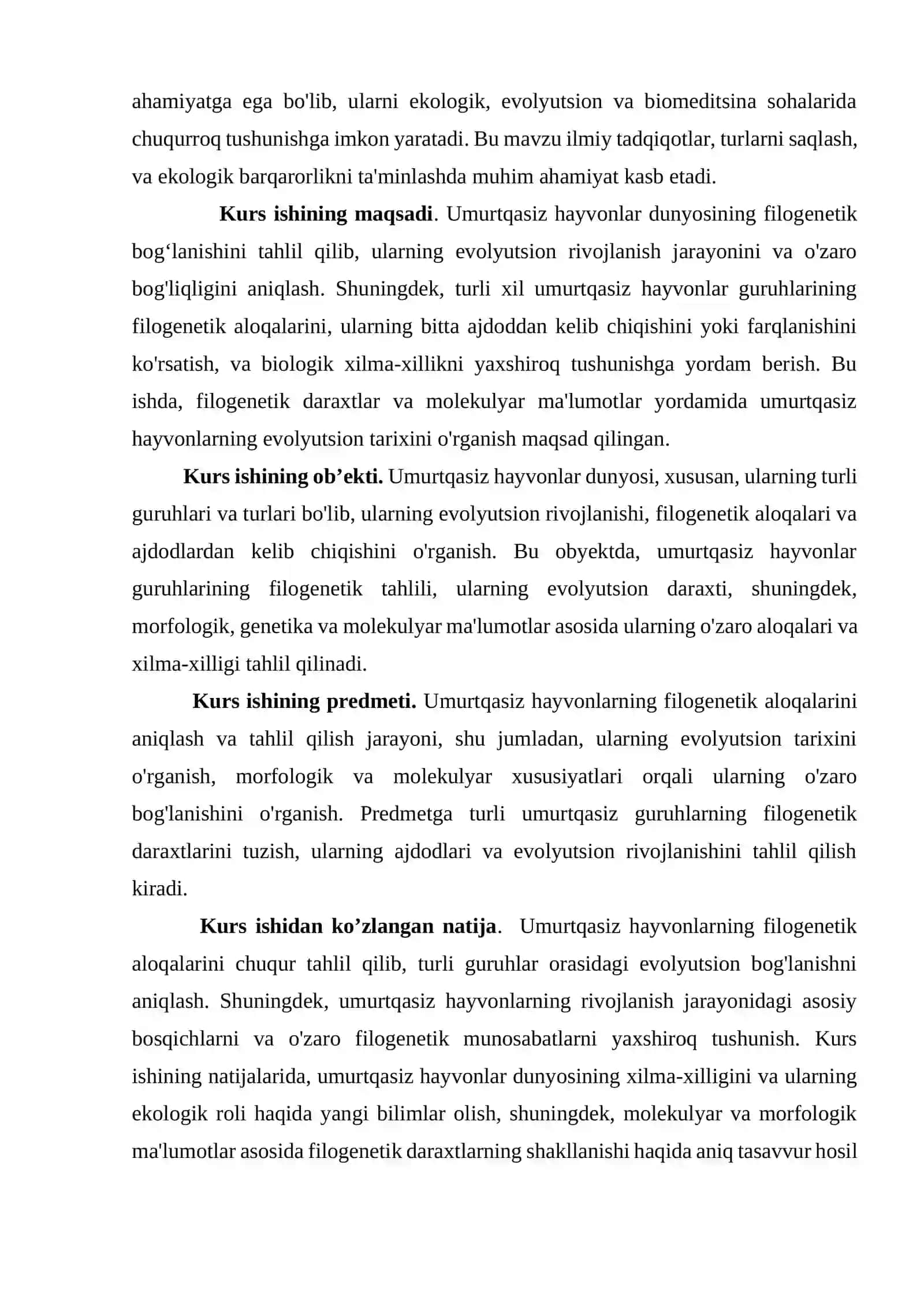 Umurtqasiz hayvonlar dunyosining filogenetik bog’lanishi 4