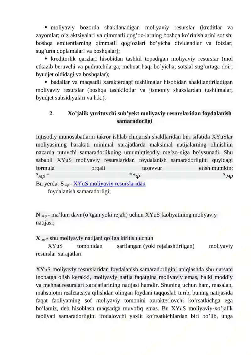 XO’JALIK YURITUVCHI SUB’EKTLAR MOLIYAVIY RESURSLARI 4
