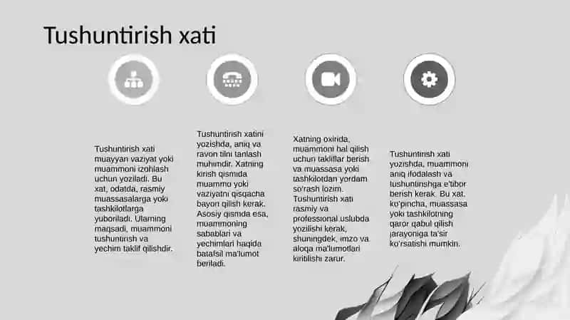 Tushuntirish xati bildirishnoma va xizmat xatini yozish: Ishonchnoma tibbiy maʼlumotnoma va boshqa hujjatlarni rasmiylash 4