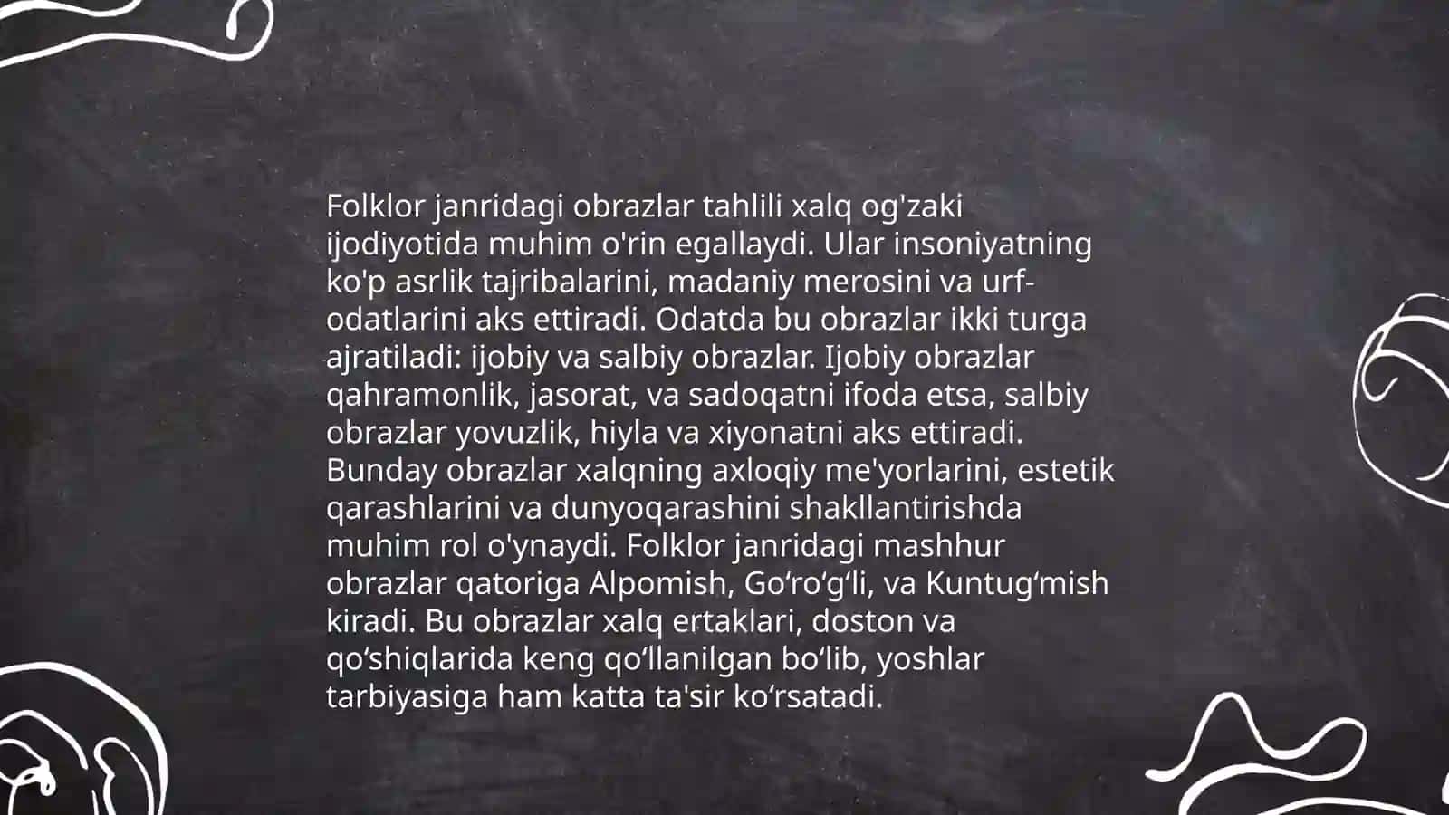 Folklor janrdagi asar tahlili: namunasi mustaqil ta'limda 4
