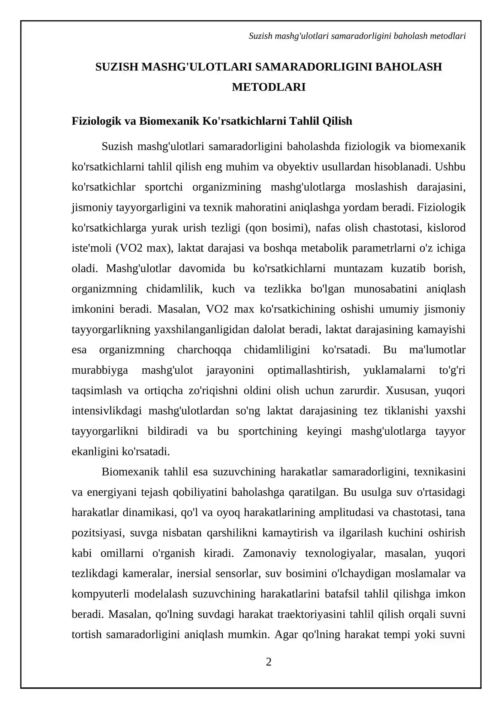 Suzishda trenirovka mashg‘ulotlarni taxlil qilish 4