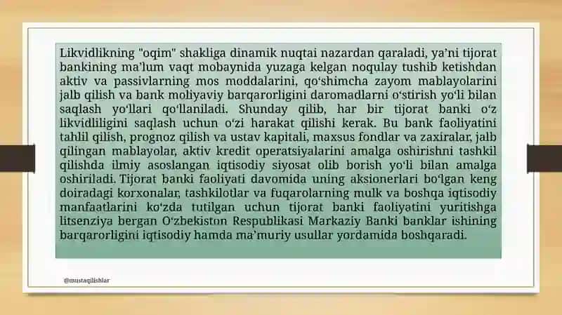 Likvidlik riskining O’zbekiston va Rivojlangan mamlakatlar tajribasi 4