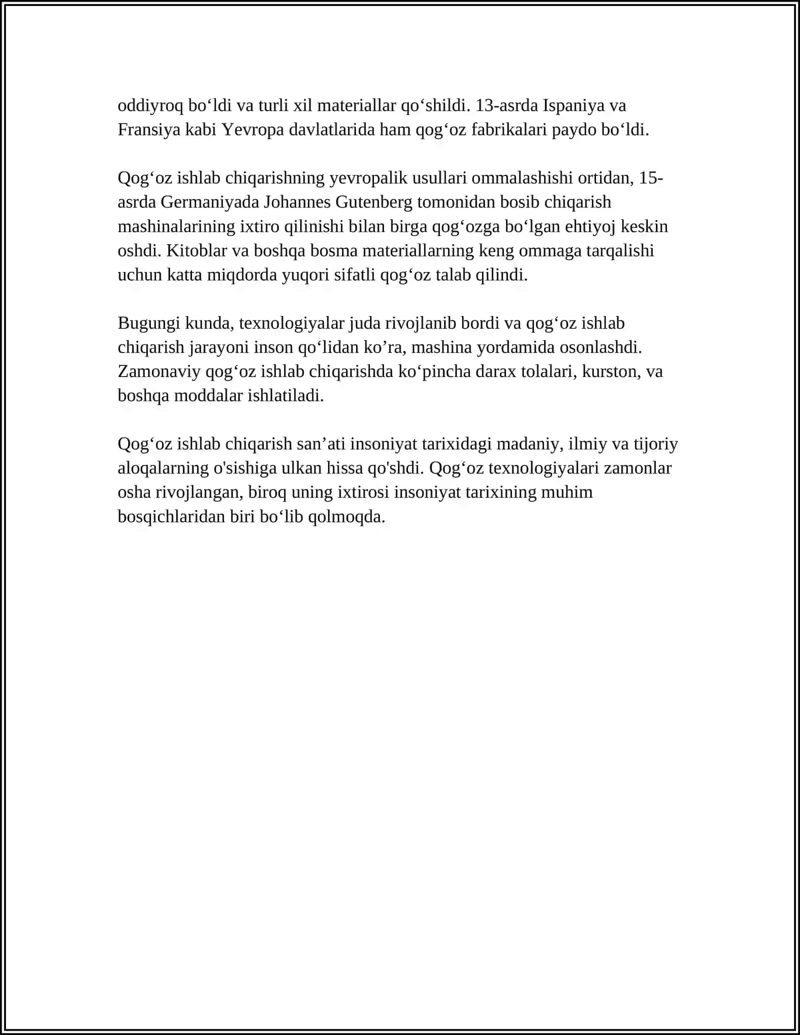 QOGʻOZ ISHLAB CHIQARISHNING VUJUDGA KELISHI KITOB NASHR QILISHNING KASHF QILINISHI VA UNING AMALIY AHAMIYATI 4