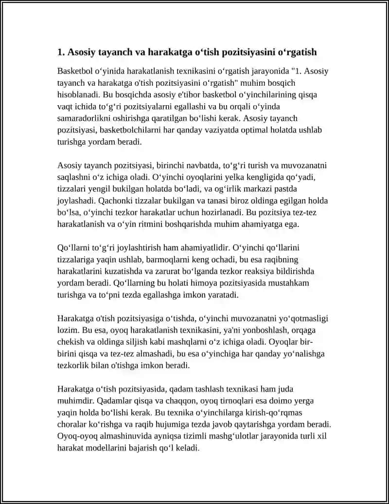 BASKETBOOL OYINIDA HARAKATLANISH TEXNIKASINI ORGATISH 4