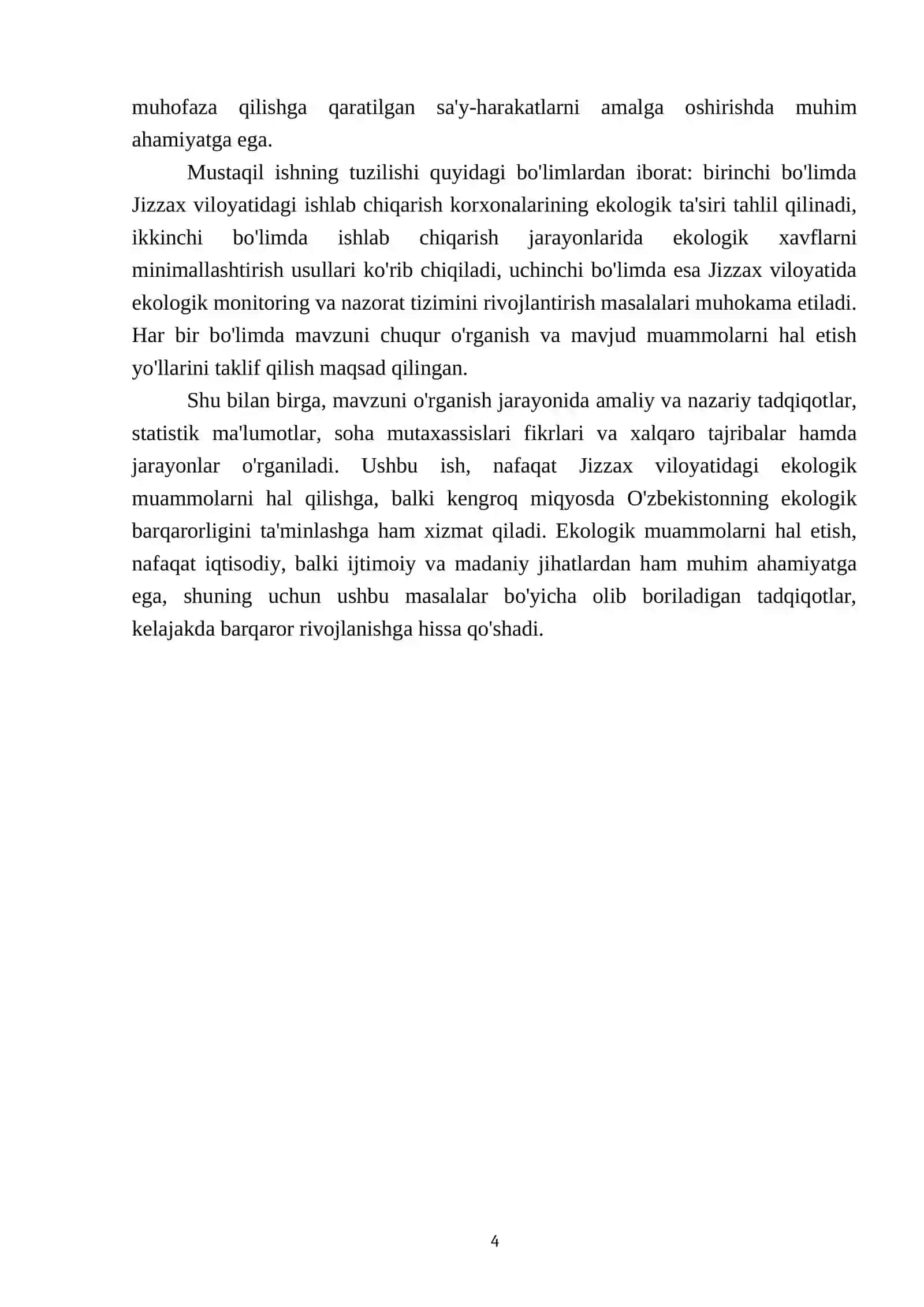 Jizzax viloyatida ishlab chiqarish korxonalarining ekologiyaga ta’siri va uni oldini olish 4