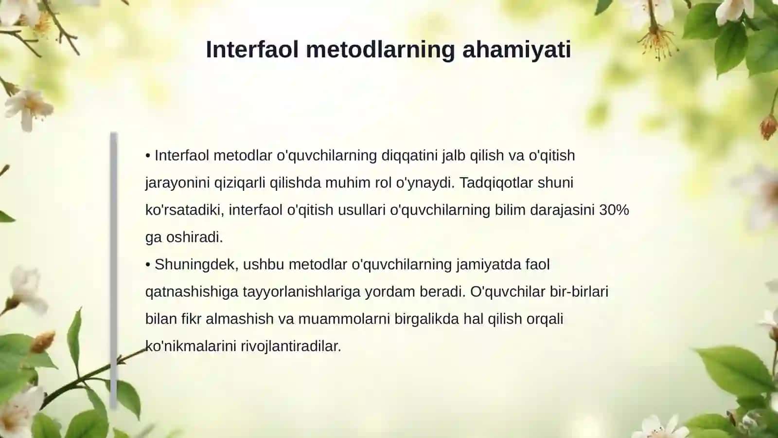 Texnologiya ta'limi nazariyasi va metodikasi fani uchun 10 ta interfaol metodni o'tkazish va tartibi 4