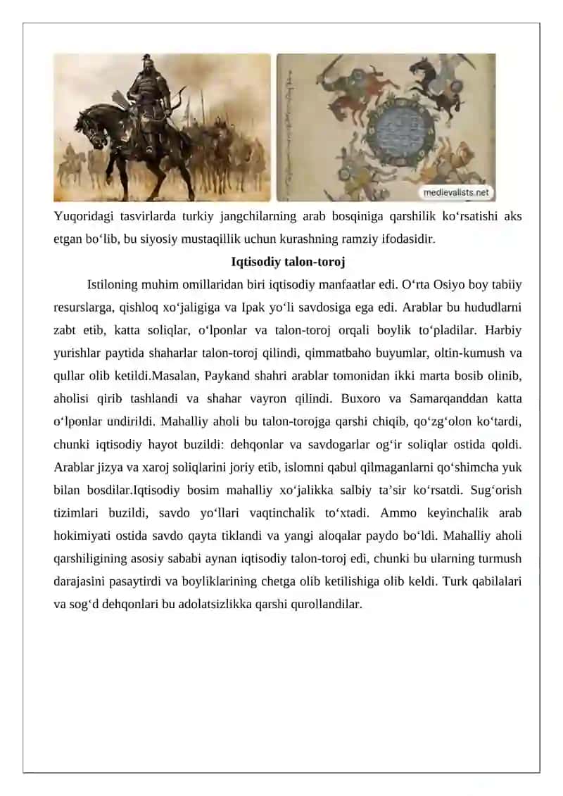 Arab istilosi va mahalliy aholi qarshiligining sabablari 4