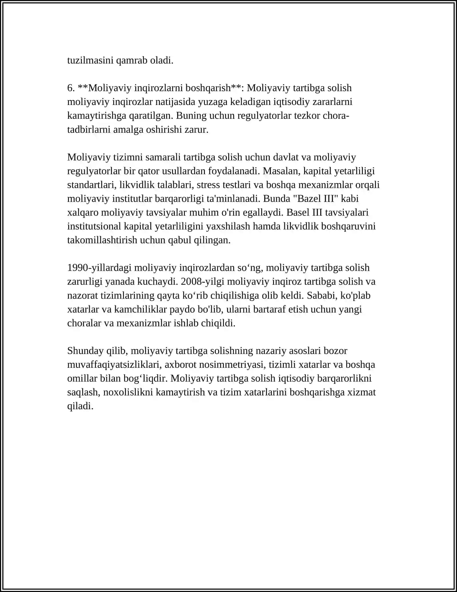 MUSTAQIL ISH Mavzu: IJTIMOIY IQTISODIY JARAYONLARNI MOLIYAVIY TARTIBGA SOLISH 4