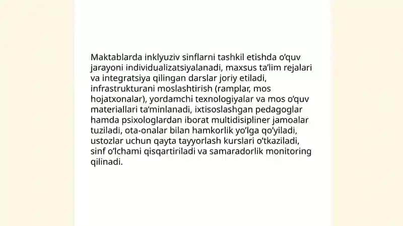 Oʻzbekiston Respublikasida inklyuziv taʼlimni qoʻllab-quvvatlashda amaliy tajribalar 4