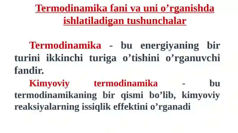 TERMODINAMIKA.KIMYOVIY REAKSIYALAR KINETIKASI 4