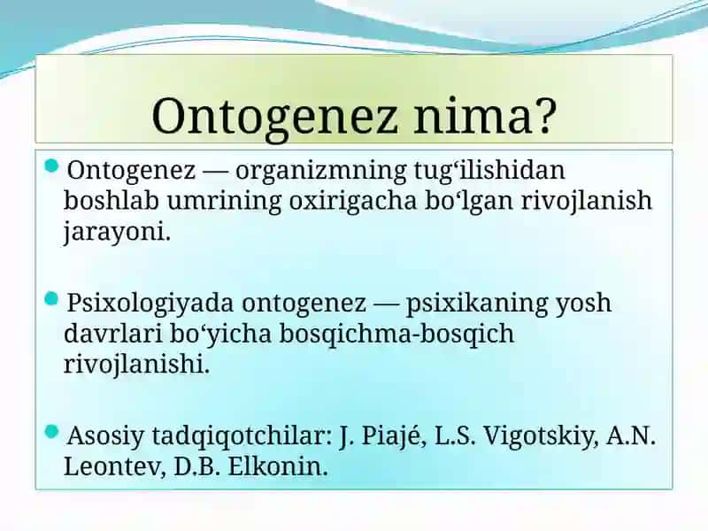 Insonongining ontogenetik taraqqiyoti va Diqqatning psixologik jihatlari 4