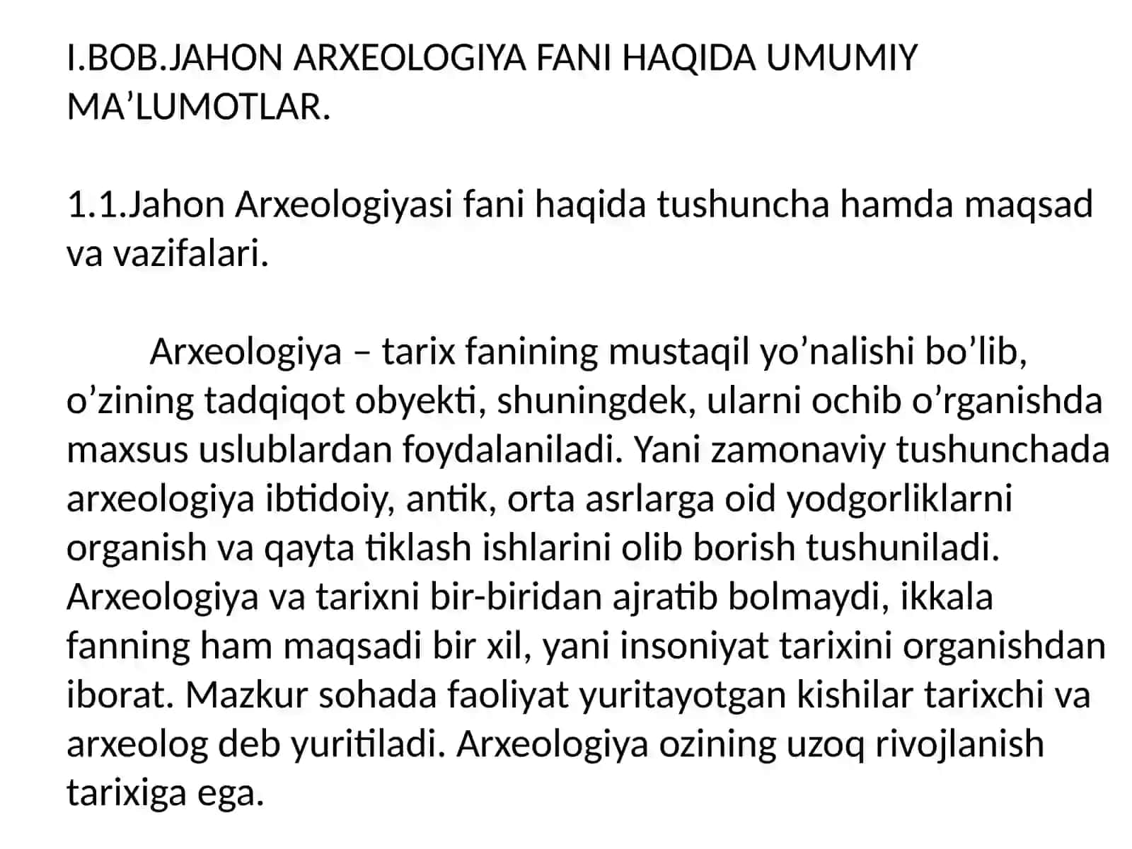 Jahon Arxeologiyasi fanini o’rganishning maqsad va vazifalari 4