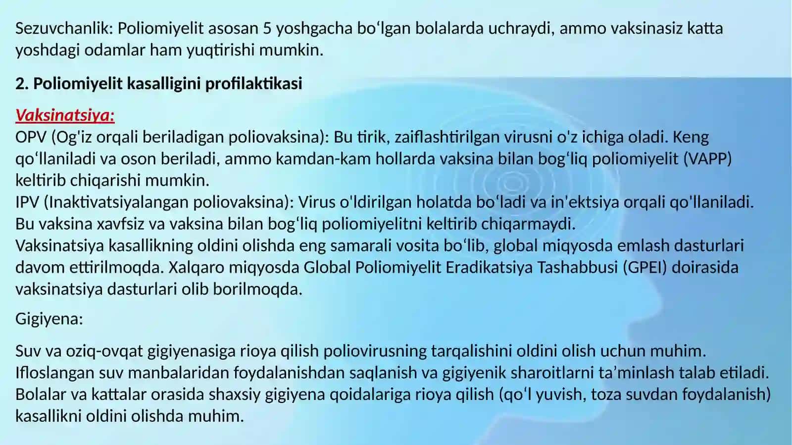 O‘tkirichak infeksiyalari, shigellyozlar, salmonellyoz va tif-paratif kasalliklar epidemiologiyasi 4