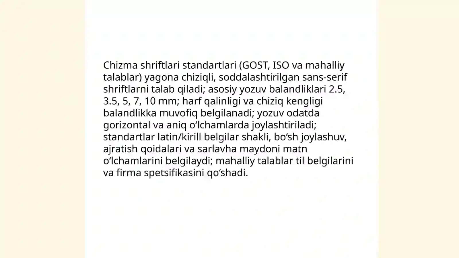 Standartlar va chizma shriftlari bilan ishlash 4