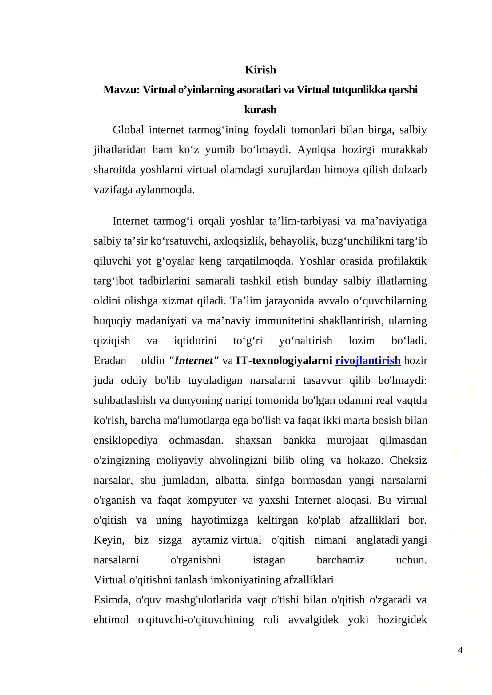 Virtual o’yinlarning asoratlari va Virtual tutqunlikka qarshi kurash 4