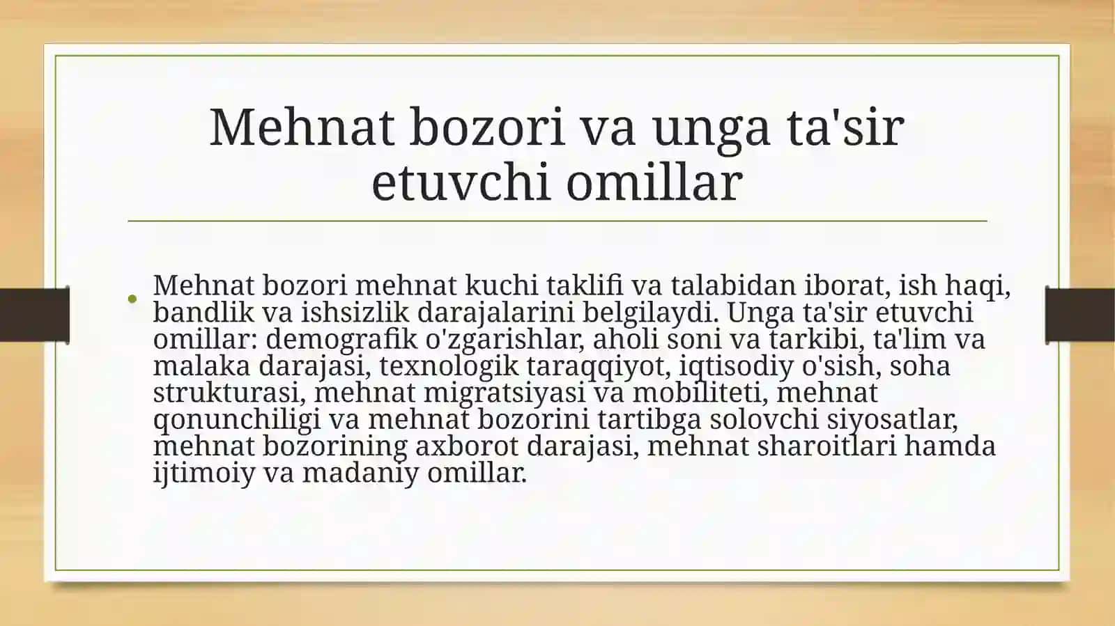MEHNAT BOZORI, KORXONOLARIDA MEHNAT RESURSLARIDAN FOYDALANISH 4