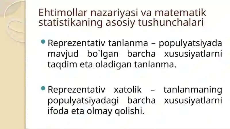 Ehtimollar nazariyasi va matematik statistika 4