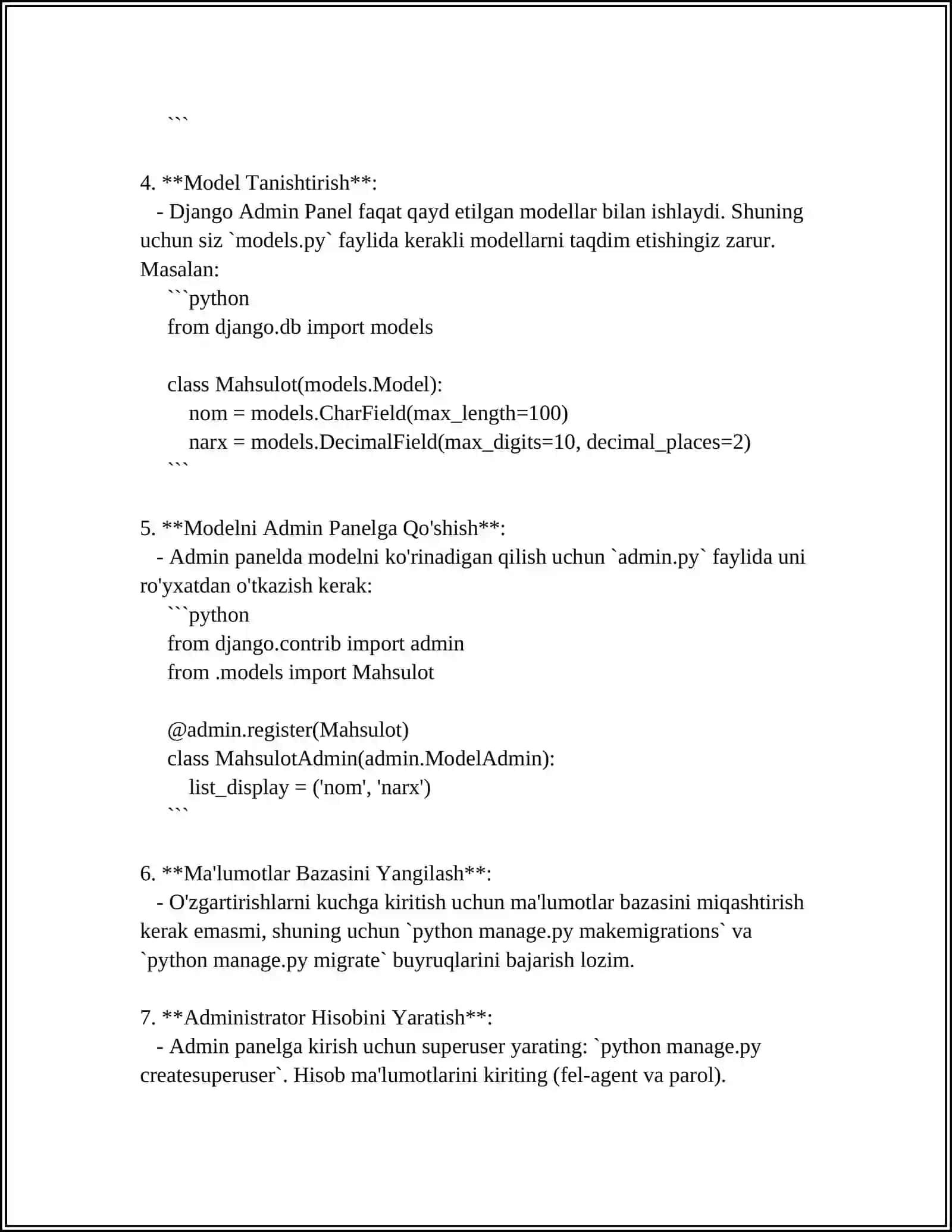 DJANGO ADMIN PANEL BILAN ISHLASH 4