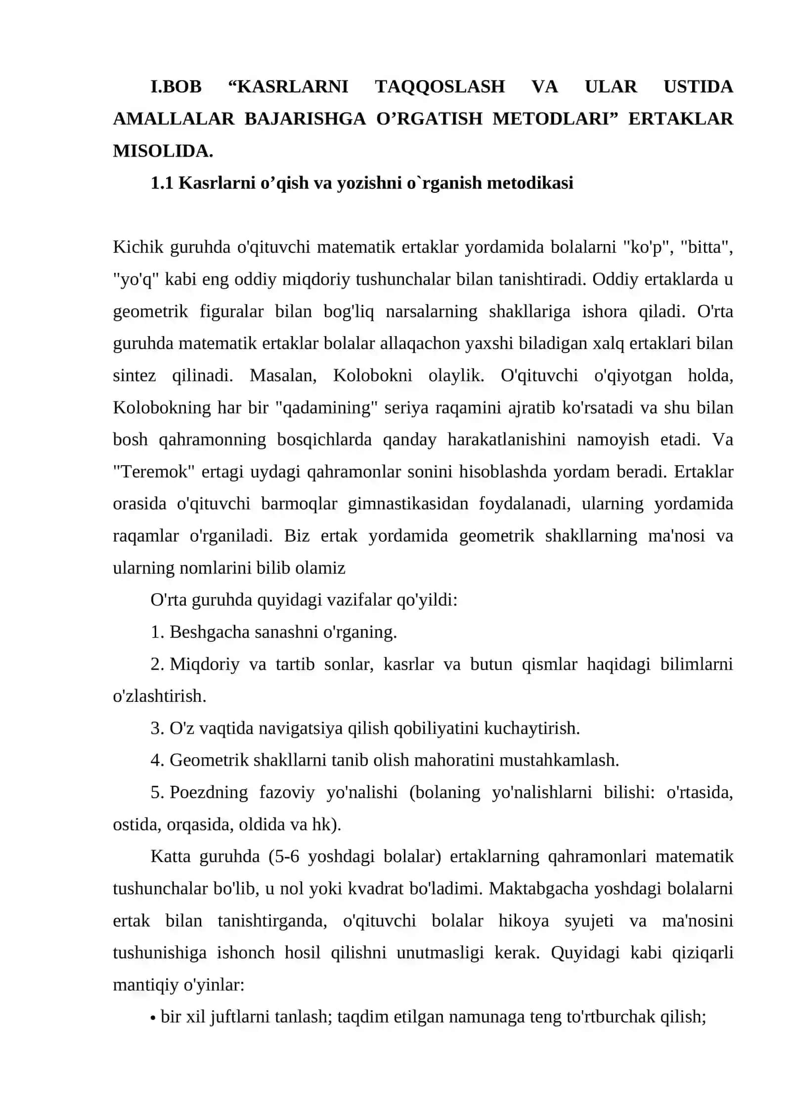 BOSHLANG'ICH SINF DARSLARIDA KASRLARNI TAQQOSLASH VA ULAR USTIDA AMALLAR BAJARISHGA O'RGATISH METODIKASI 4