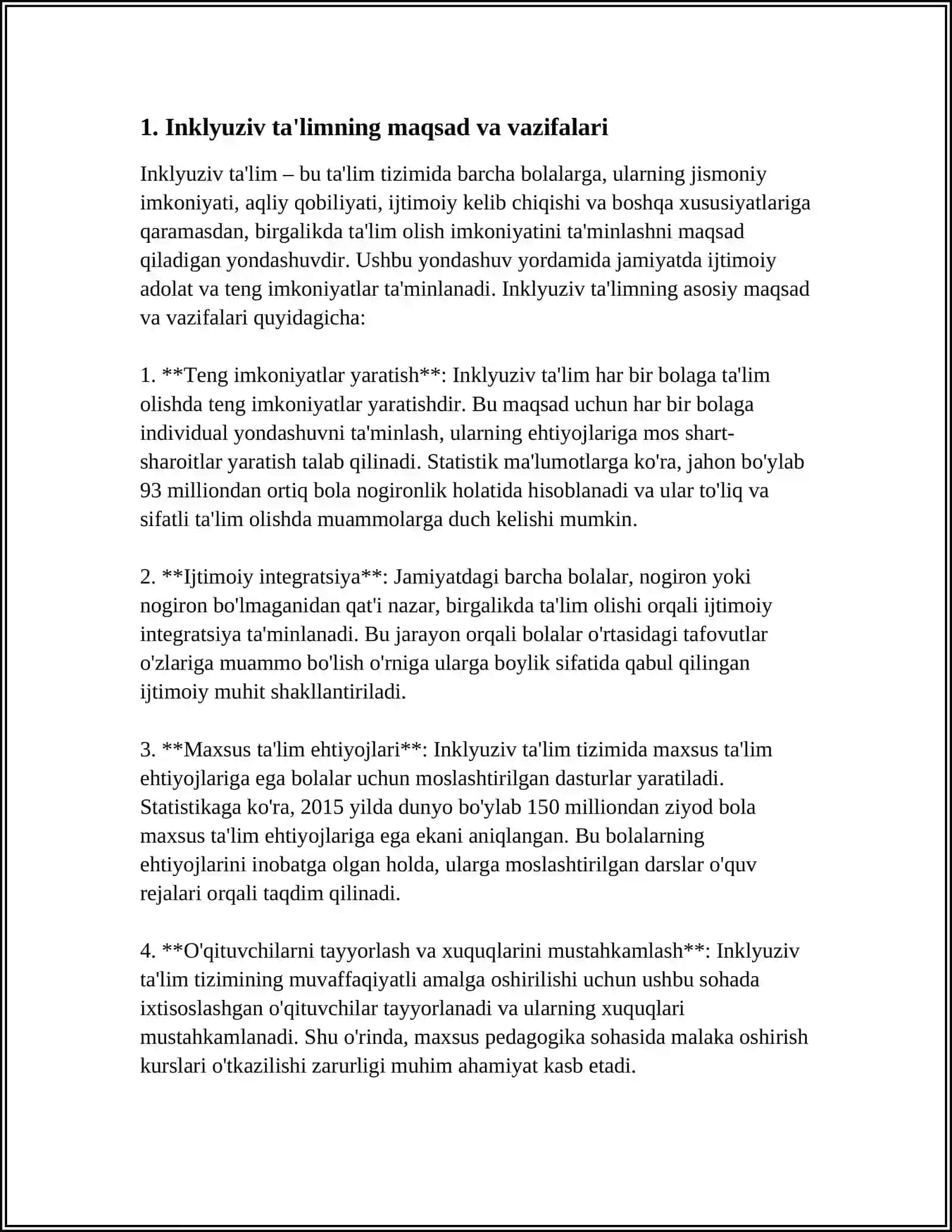 IMKONIYATI CHEKLANGAN BOLALARNI INKLYUZIV TA'LIM VA TARBIYALASH 4