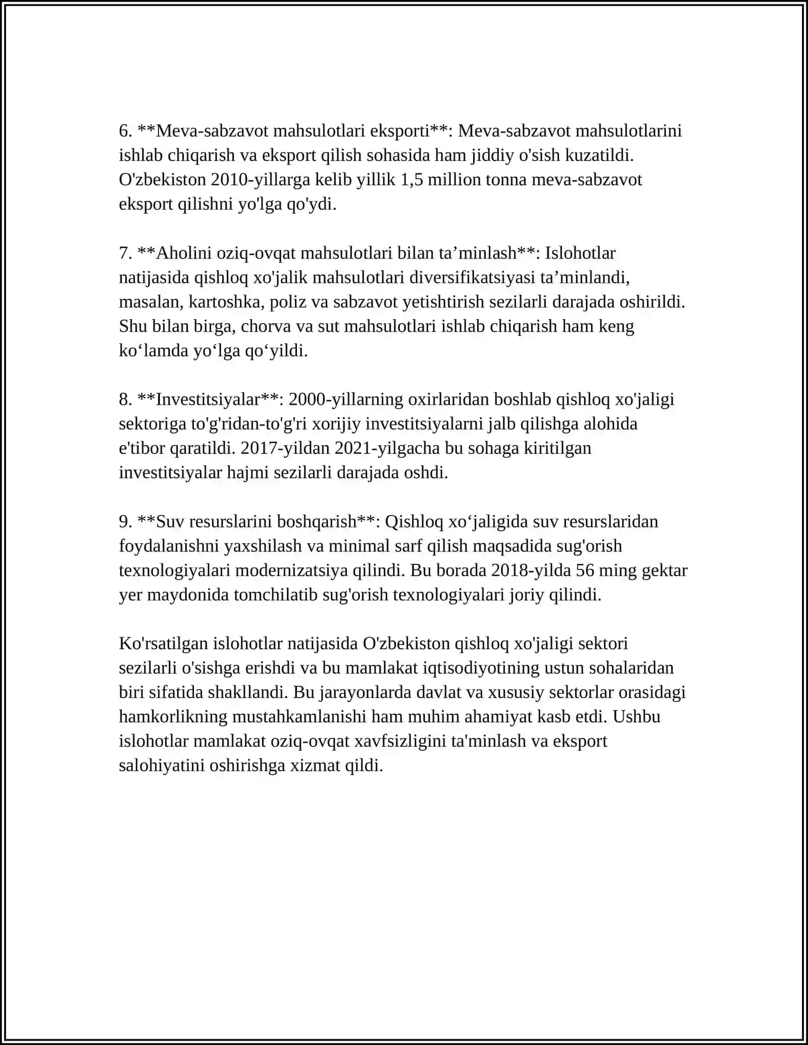 MUSTAQILLIK YILLARIDA QISHLOQ XO'JALIGI VA SANOAT SOHASIDAGI O'ZGARISHLAR 4