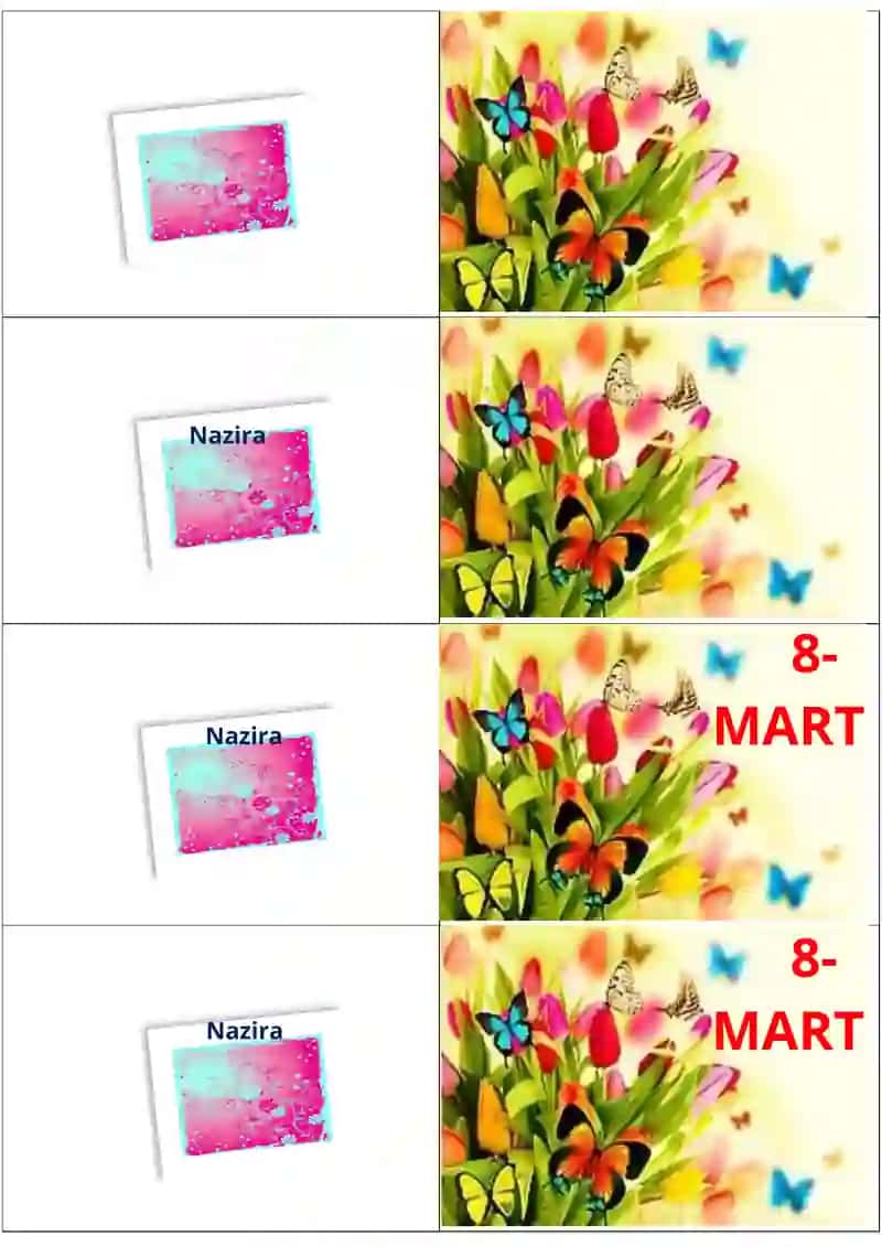 8 – mart Xalqaro xotin qizlar bayramiga tabrik shabloni. 4