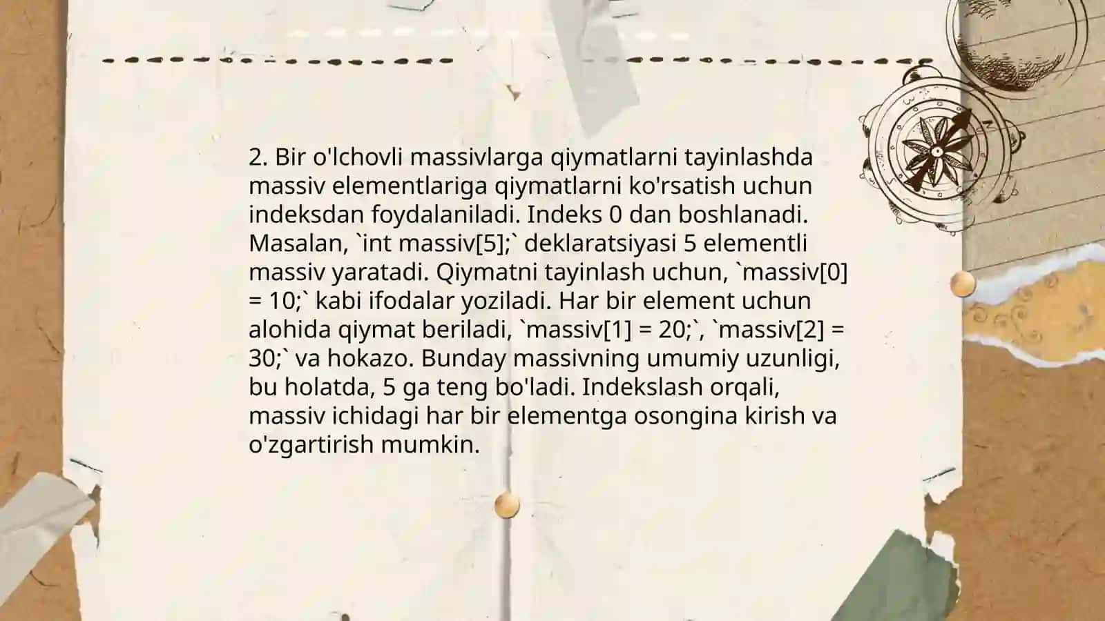 Bir o'lchovli Massivlar 4