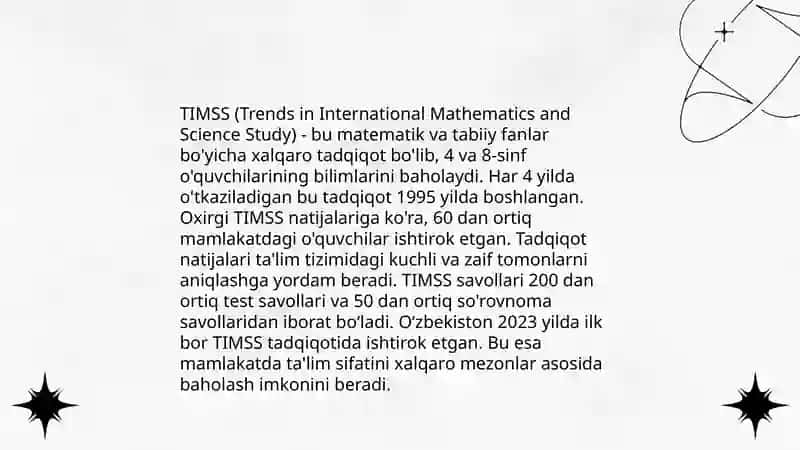 Ta'lim sifatini baholash bo'yicha xalqaro tadqiqotlar 4
