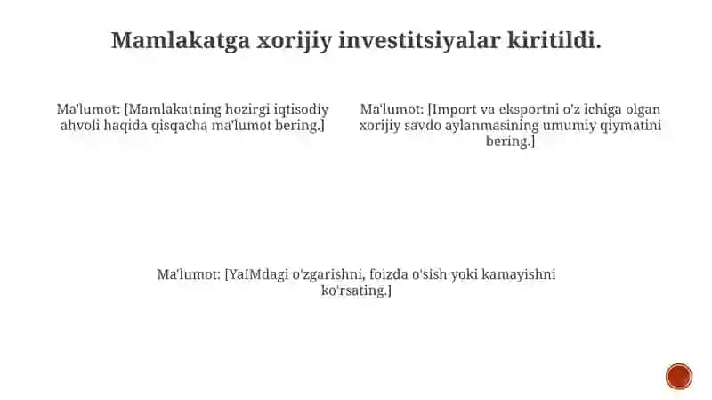 Xorijiy mamlakatning hozirgi umumiy iqtisodiy ahvoli 4