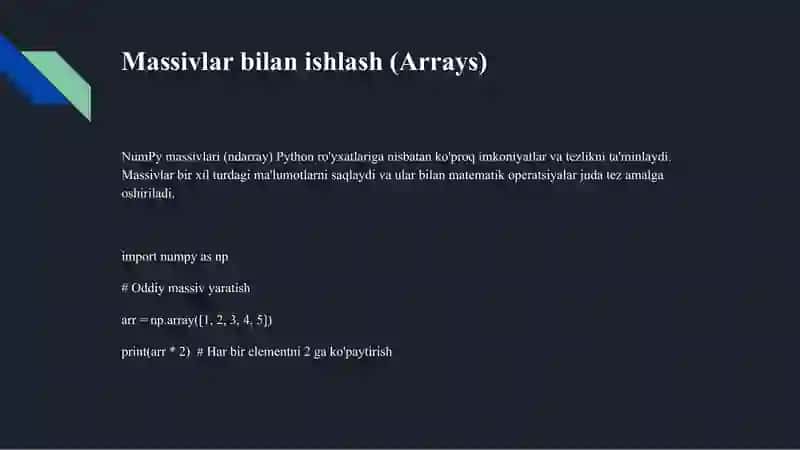 NumPy yoki Pandas yordamida ma'lumotlarni tahlil qilish 4