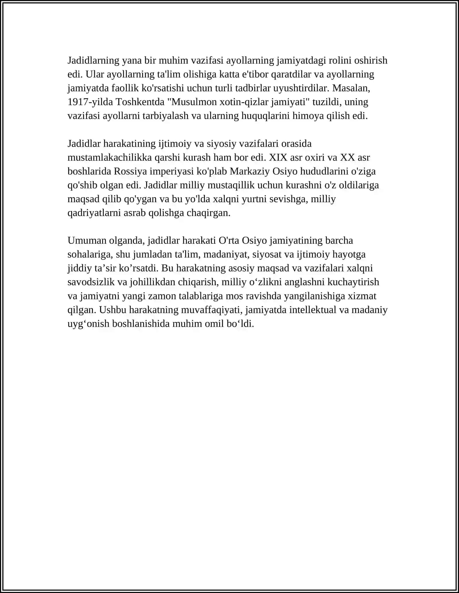 JADIDLAR JASORATI MILLATIMIZ FAXRI MAVZUSIDA INSHO 20 BETLIK 4