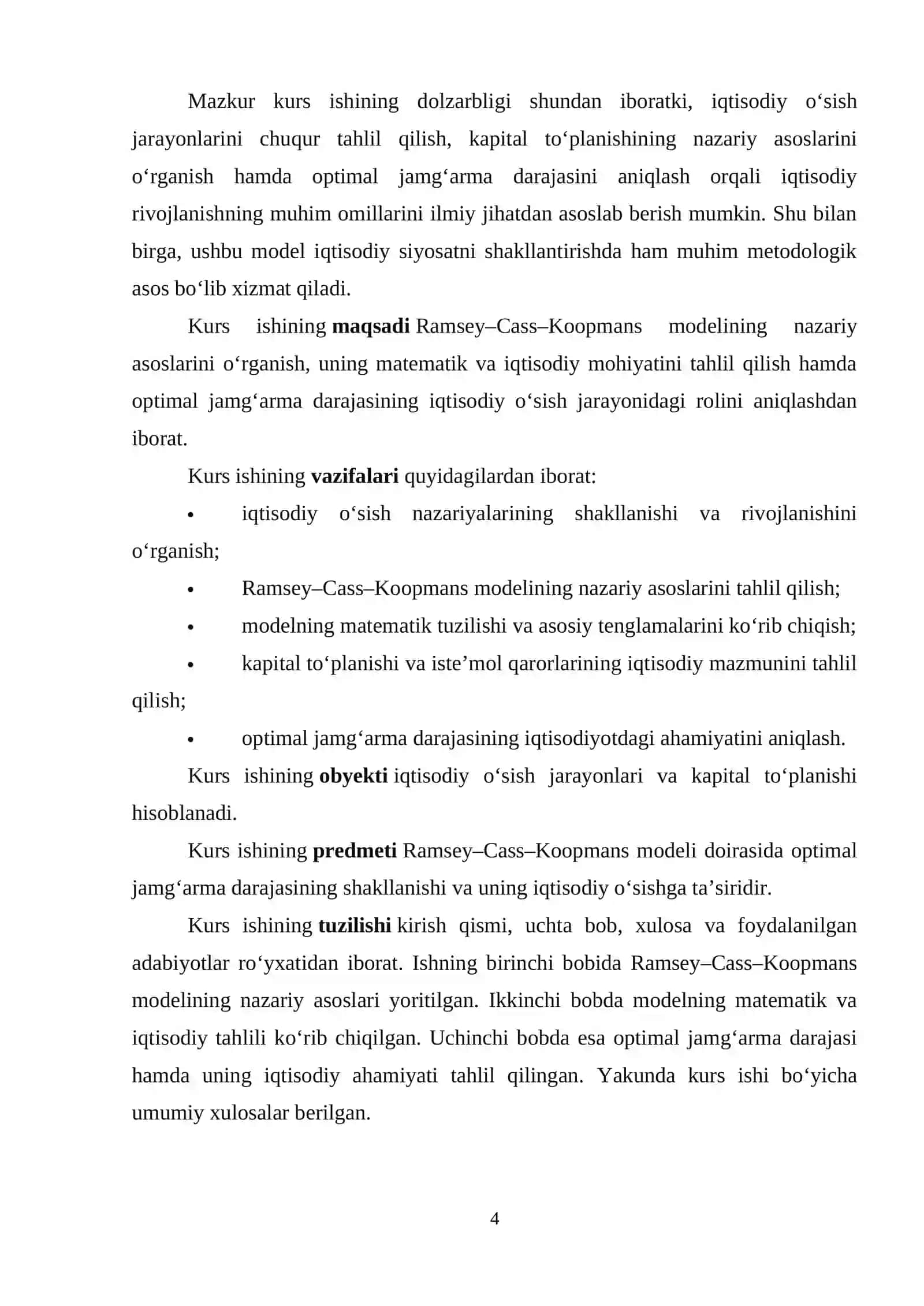 Ramsey-Cass-Koopmans modeli va optimal jamgʻarma darajasi 4