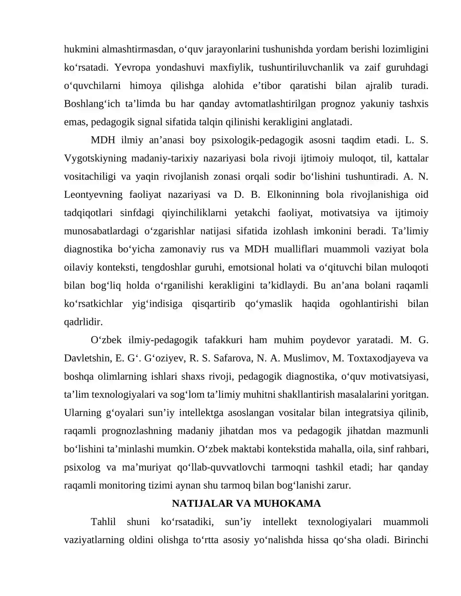 BOSHLANG‘ICH SINF O‘QUVCHILARI ORASIDA MUAMMOLI VAZIYATLARNI PROGNOZLASH VA BARTARAF ETISHDA SUN’IY INTELLEKT TEXNOLOGIYALARINING O‘RNI 4