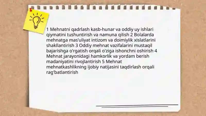 Boshlang'ich sinflarda mehnat tarbiyasining vazifalari 4