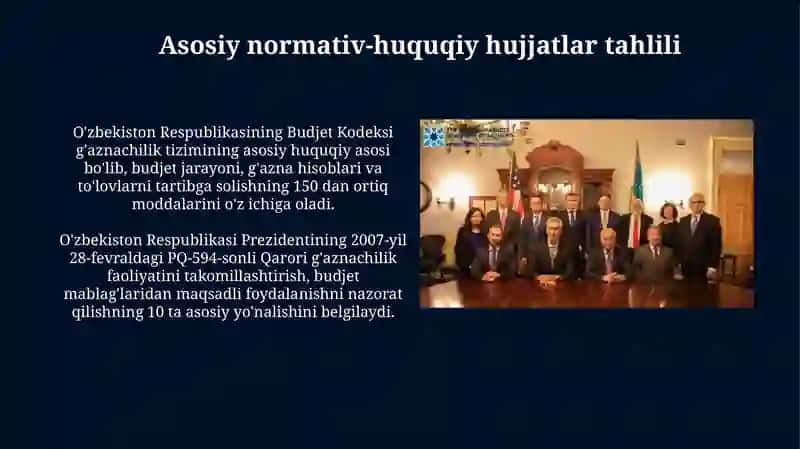 O'zbekiston g'aznachilik tizimining huquqiy asoslari 4
