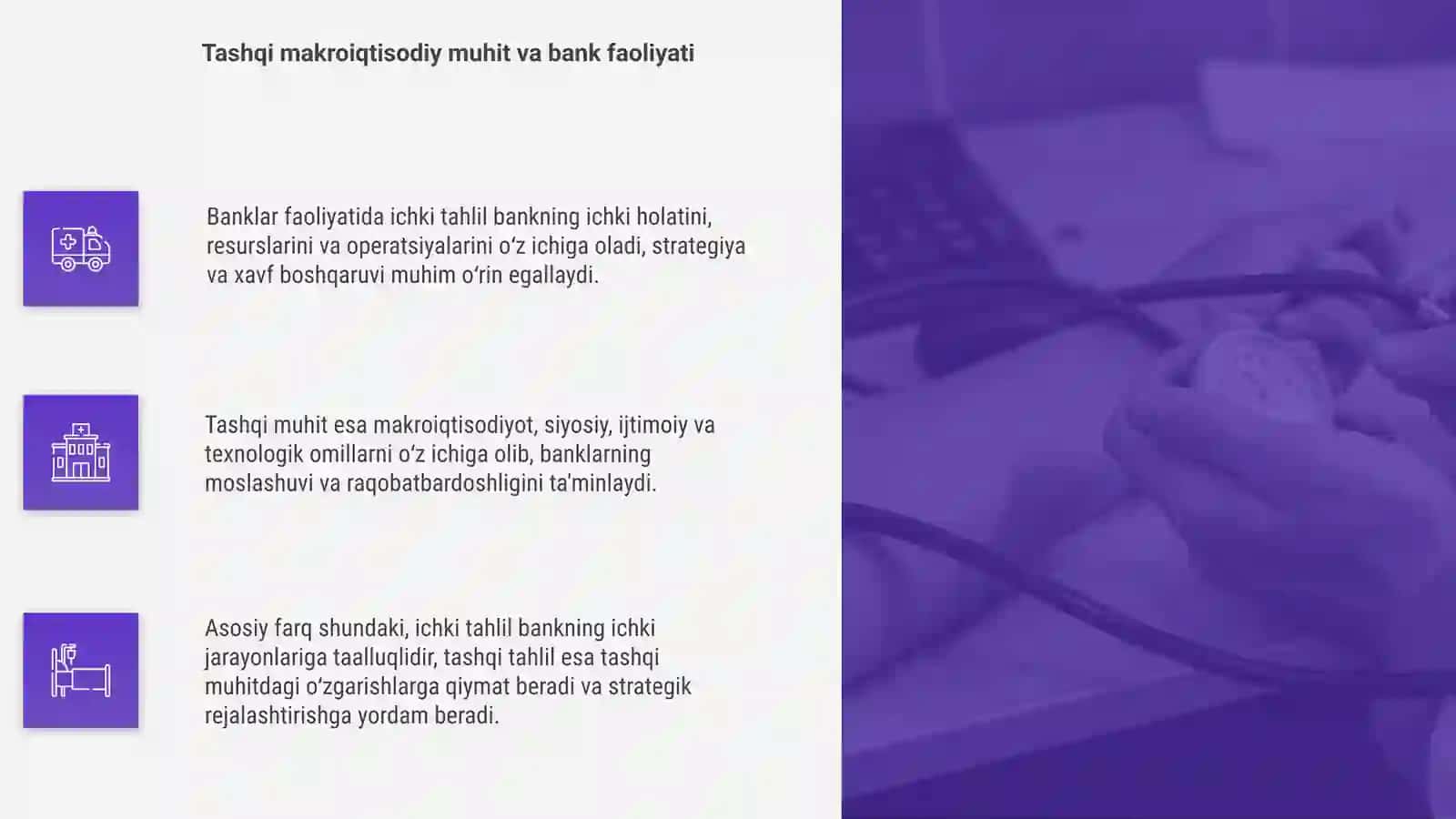 Banklar faoliyatida ichki va tashqi tahlillar va ularning asosiy farqli xususiyatlari 4