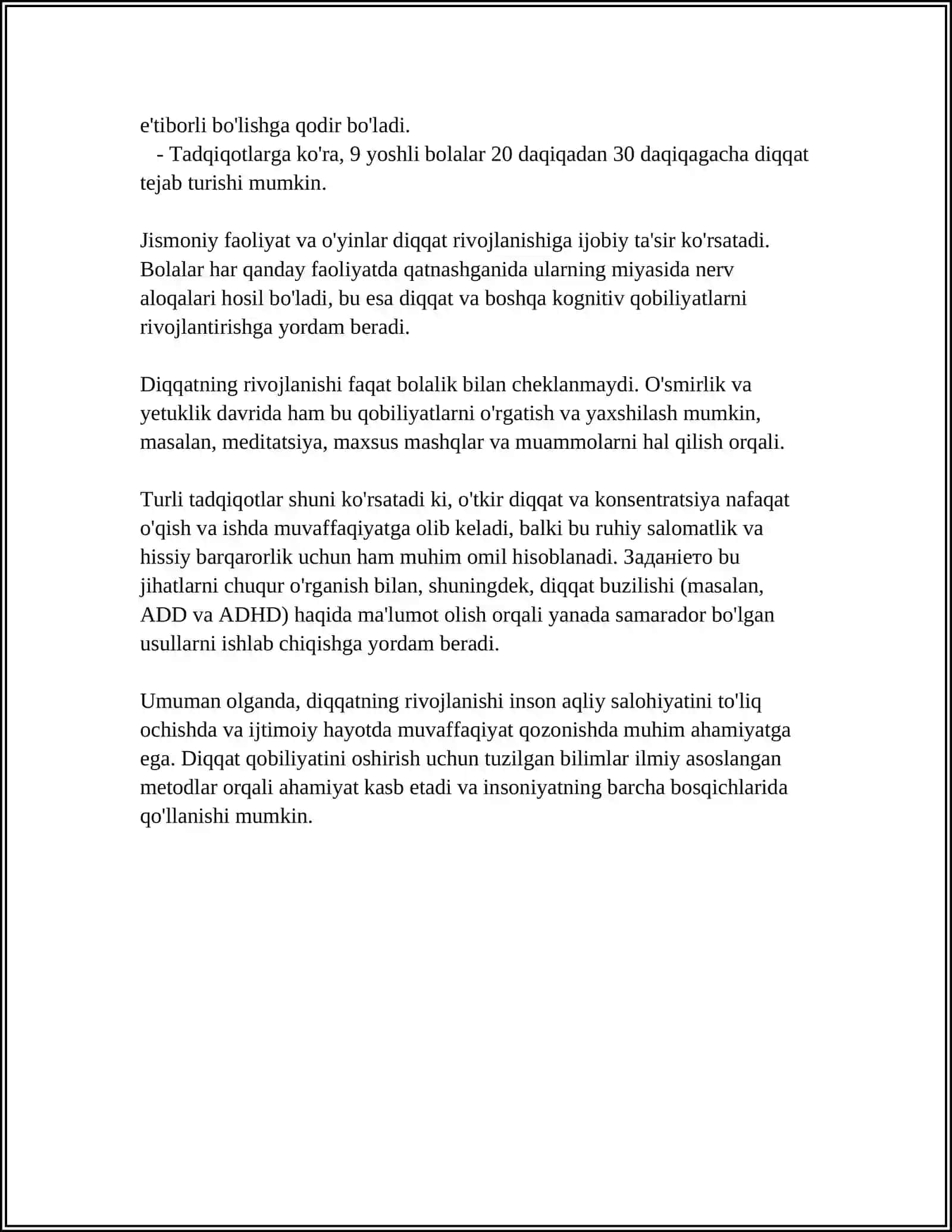 BILISH JARAYONLARI DIQQAT SEZGI IDROK 4