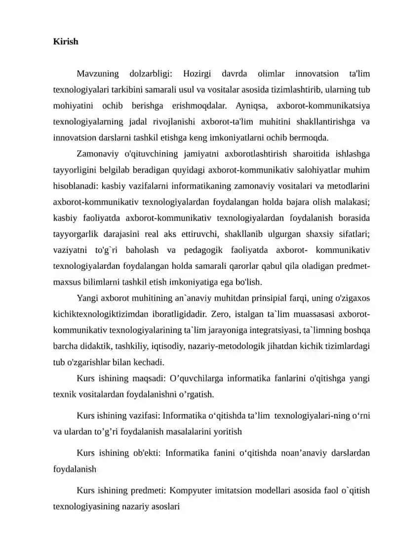 "Informatika" fanidan multimediali elektron darslik ishlab chiqish (IV, V va VI boblar misolida) 4