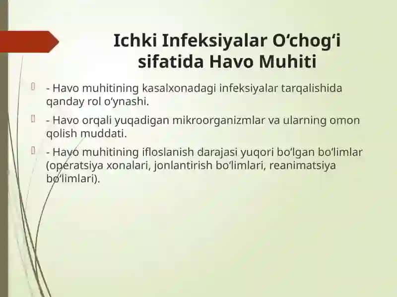 kasalxona ichi infeksiyasi va havo muhitining bakteriologik ifloslanishi 4