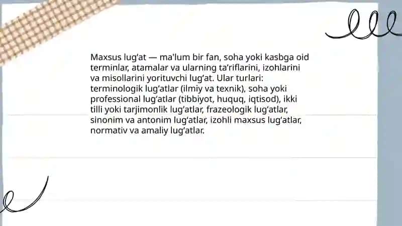 Umumiy va maxsus lugʻatlar 4