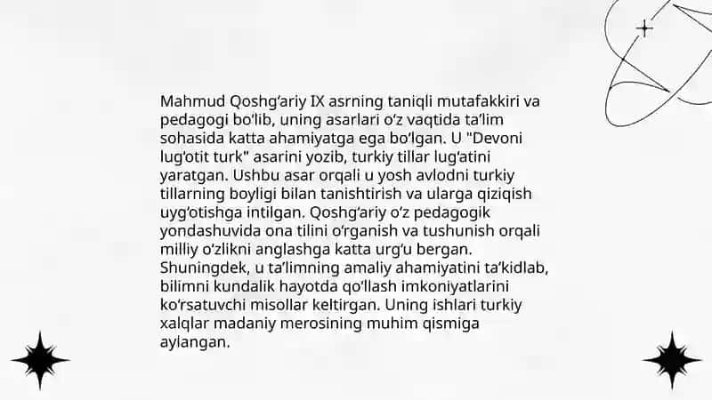 Yusuf Xos Hojib va Mahmud Qoshg‘ariyning pedagogik qarashlari 4