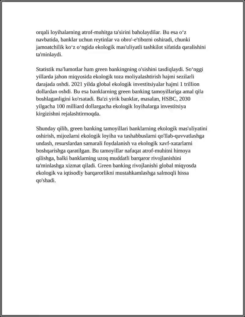GREEN BANKINGNI TASHKIL ETILISHI VA ASOSIY FAOLIYAT YO‘NALISHLARI 4