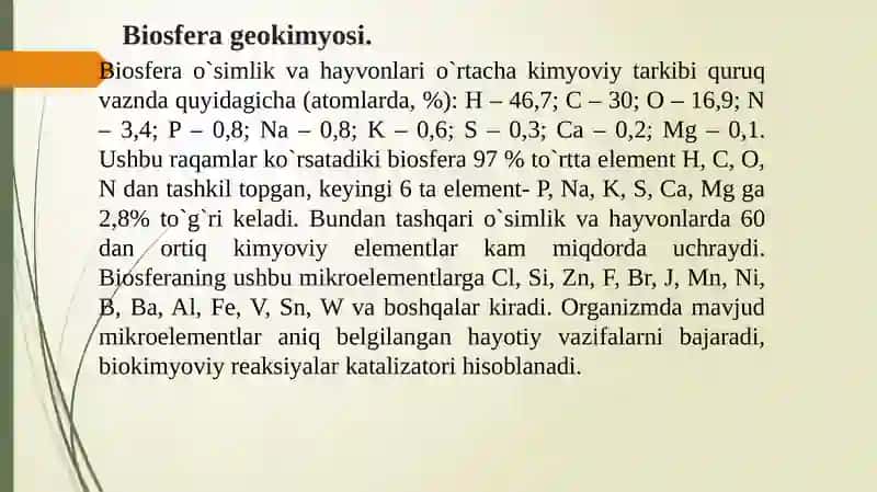 BIOSFЕRA GЕOKIMYOSI 4