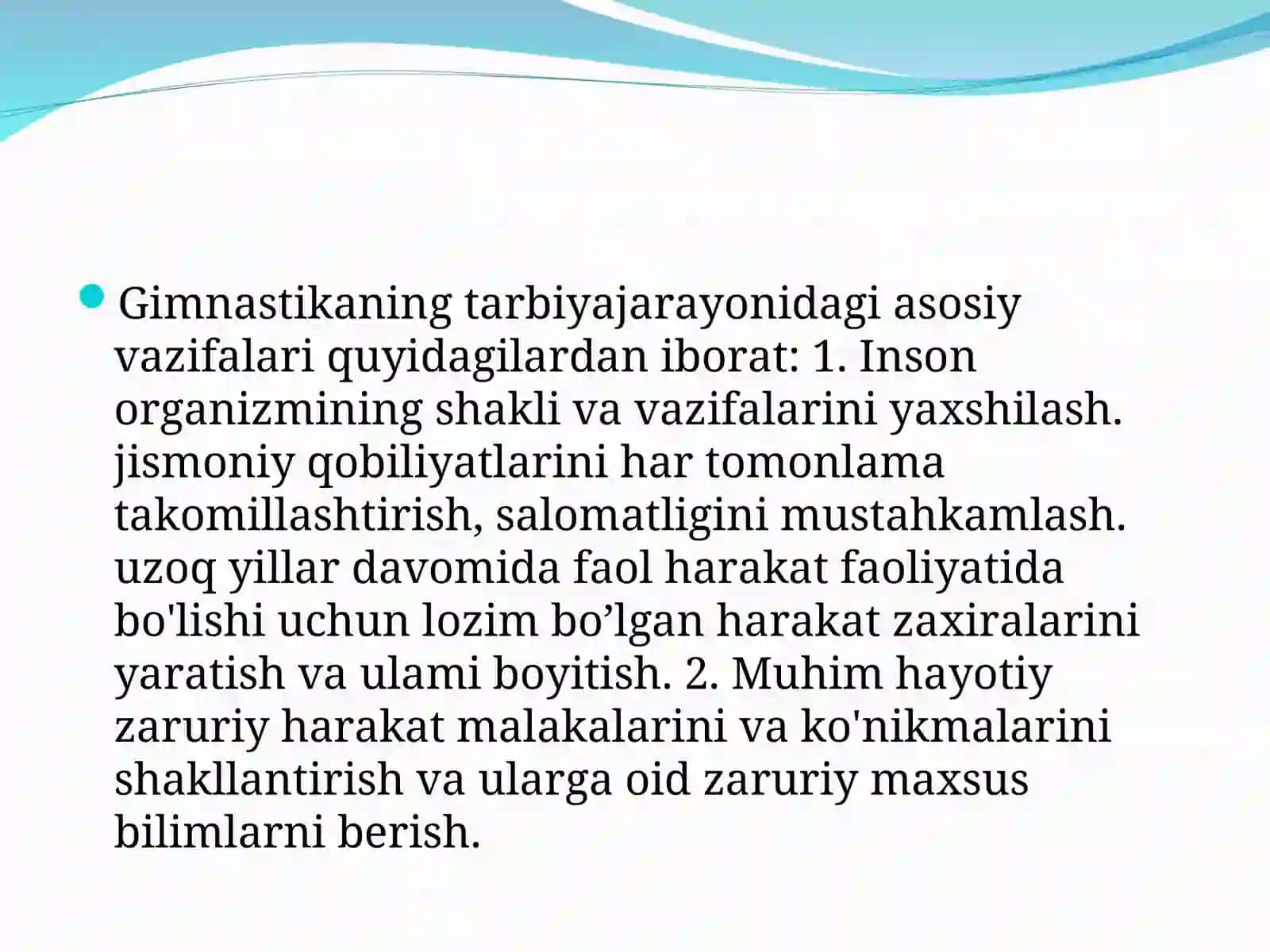 Boshlang’ich ta’limda gimnastika mashg’ulotining O’rgatishning maqsadi, vazifasi va bosqichlari 4