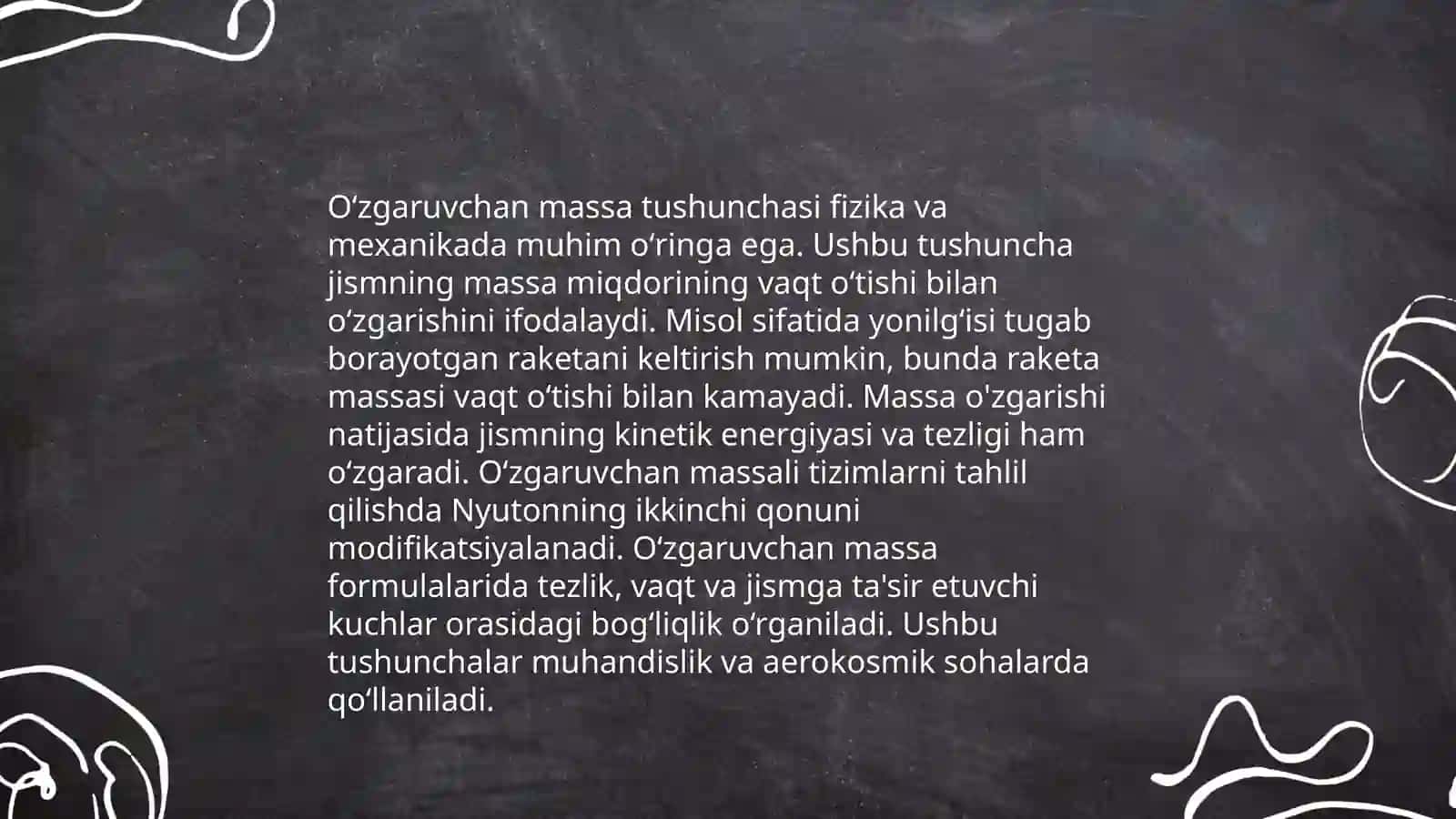 Oʻzgaruvchan massali jismlarning harakati. Reaktiv harakat 4