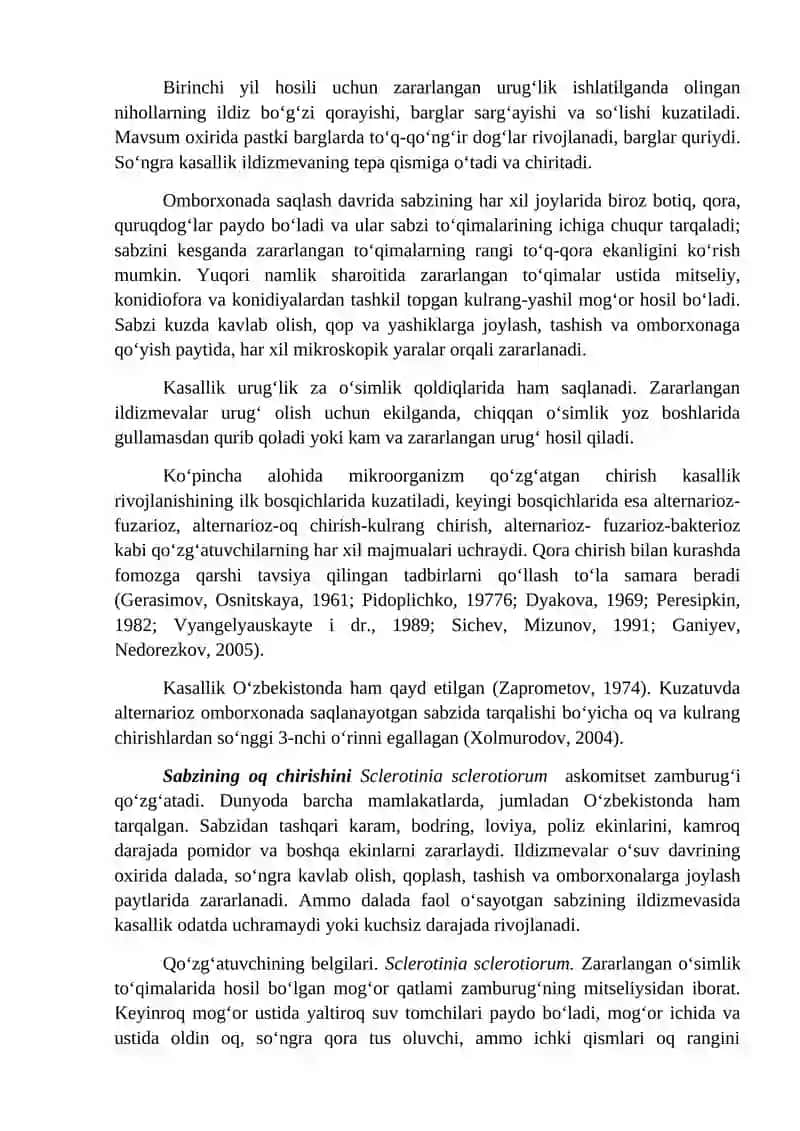 Sabzi kasalliklari va ularga qarshi kurash choralari 4