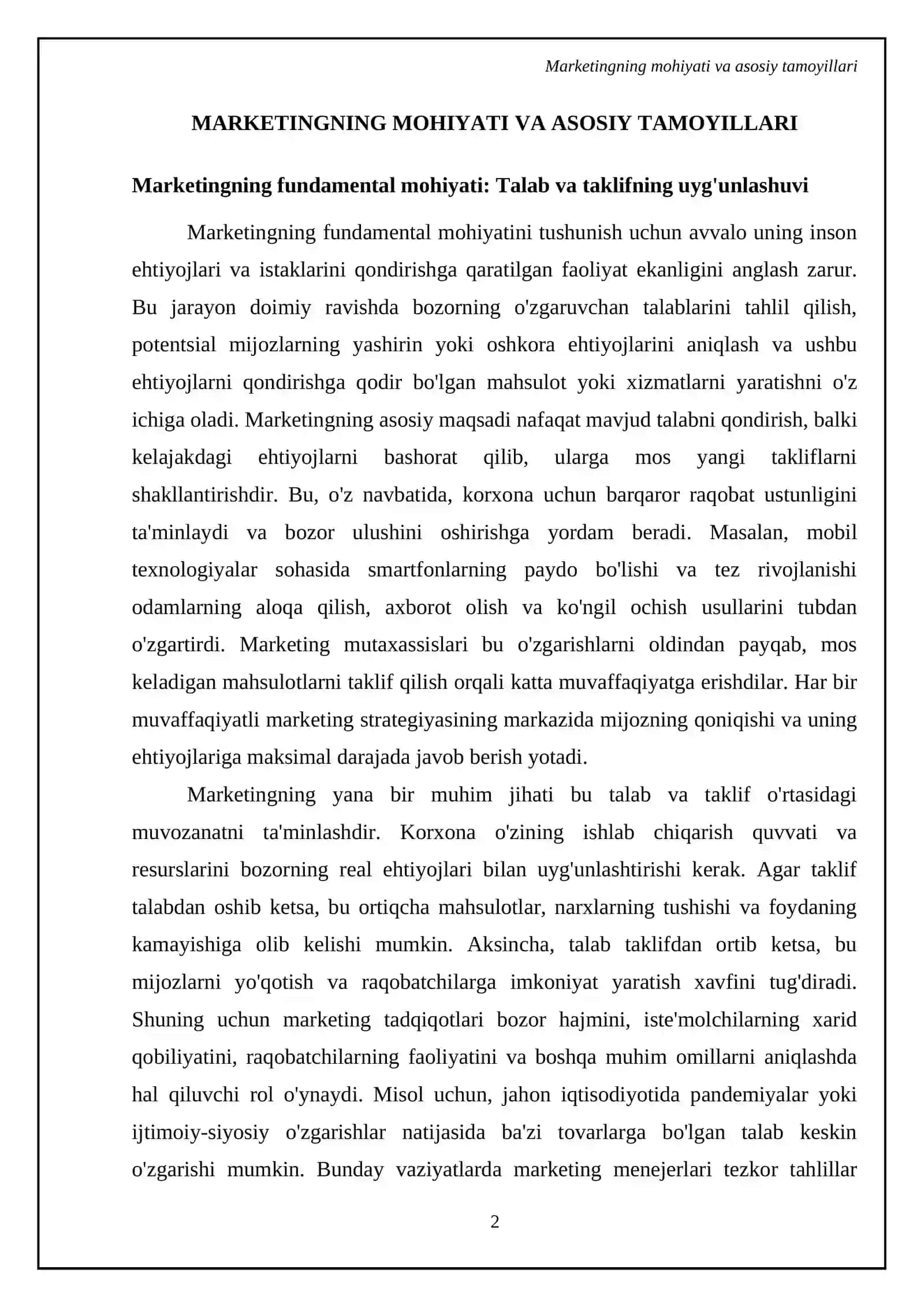 Mavzu: Marketing tushunchasi va marketing jarayoni 4