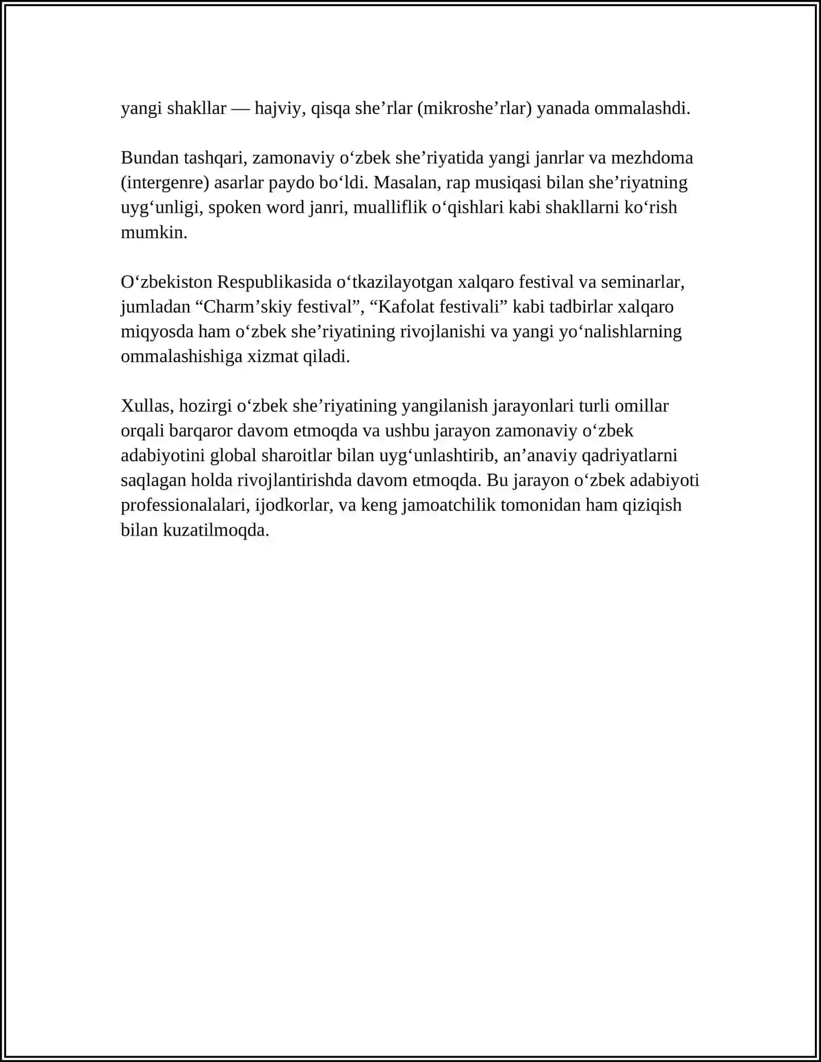 HOZIRGI OʻZBEK SHE'RIYATINING XUSUSIYATLARI. OʻZBEK MODERN SHE'RIYATI.ABDUVALI QUTBIDDIN 4