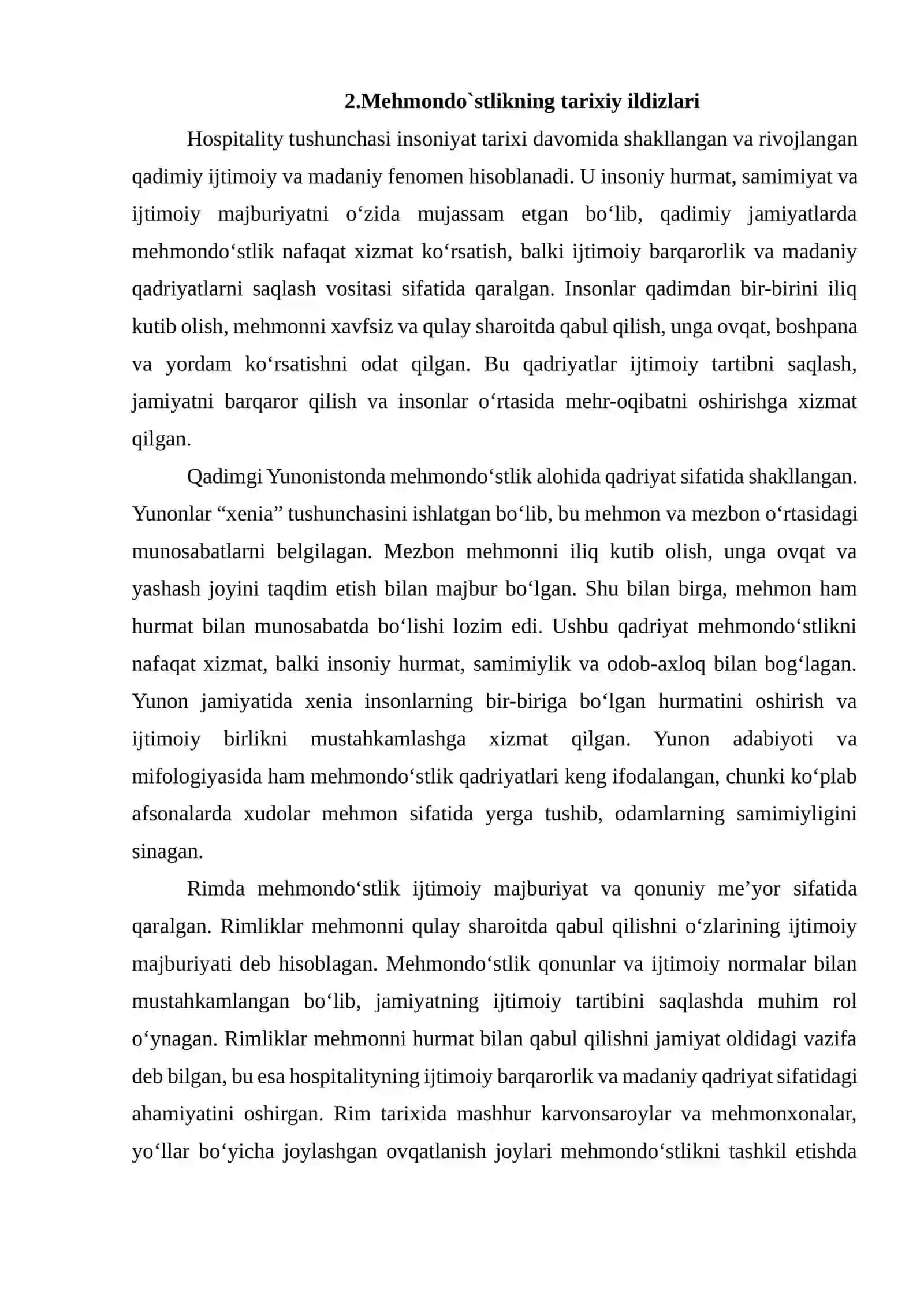 Hospitality tushunchasi va uning madaniy kontekstda talqini 4